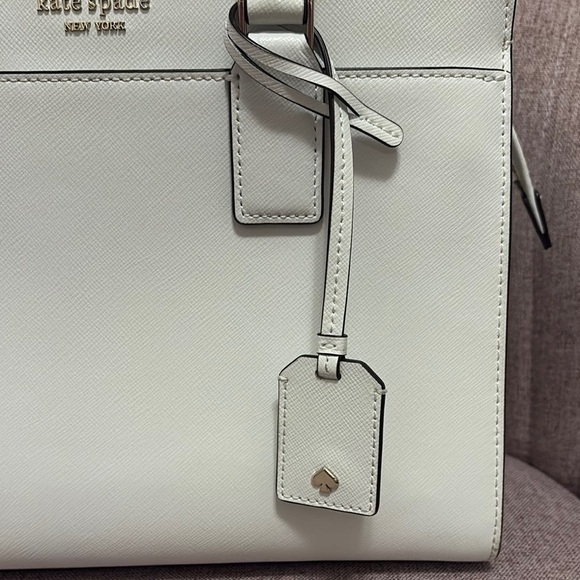 NWOT Kate Spade White Leather Satchel with Elegant Design - Picture 9 of 12